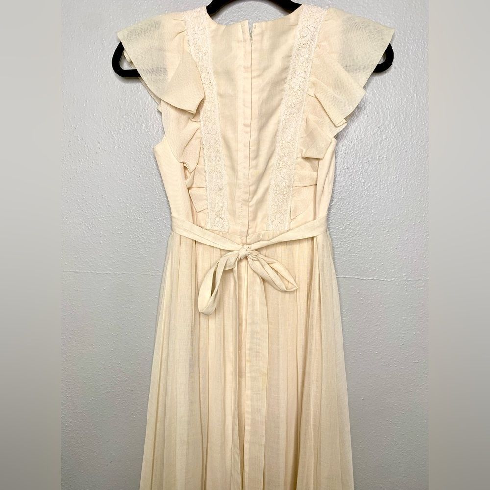 Candi Jones Prairie Pinafore Cotton Crochet Lace Ruffled  Sleeveless Maxi dress - Picture 8 of 15